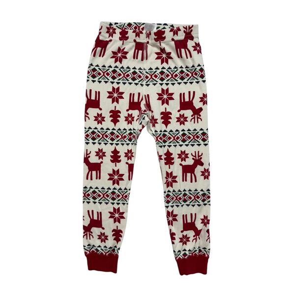HANNA ANDERSSON Scandi Cane Red Ivory Reindeer Pajama Pants Sz 4 100 Unisex Kids - Picture 1 of 3